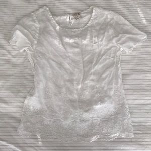 J.Crew 100% Linen Blouse with Scalloped Hem